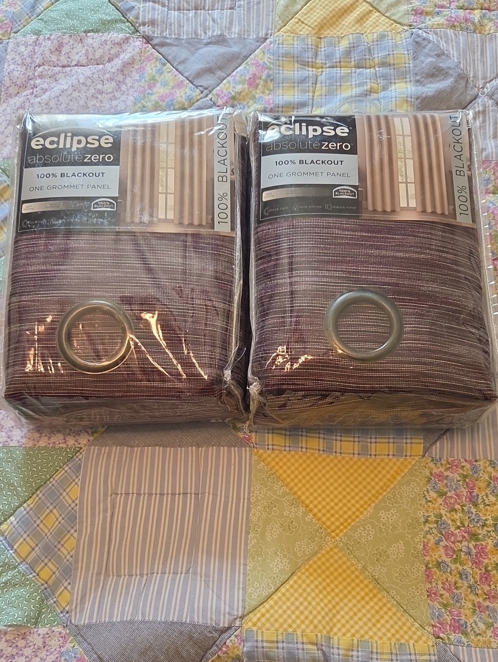 Eclipse Absolute Zero Plum Stripe Blackout Grommet Panel Pair